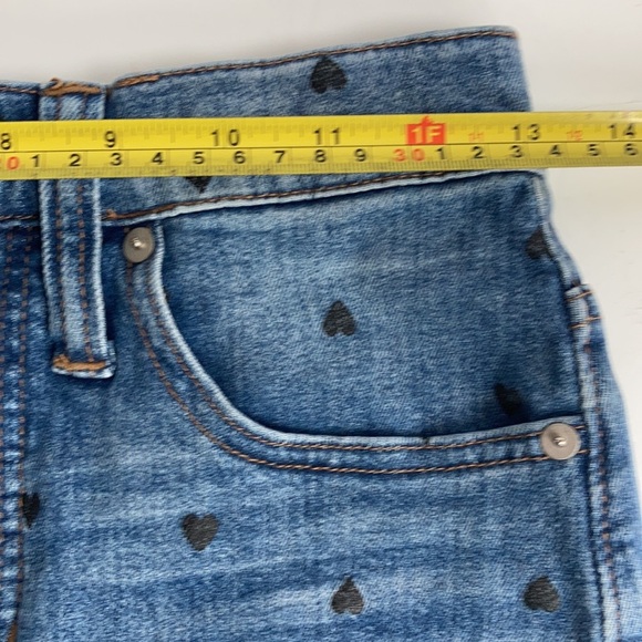 Madewell stretch denim straight mini skirt black heart print edition - Picture 14 of 15